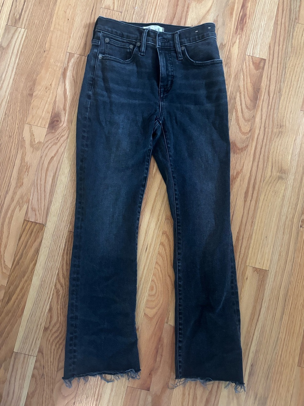 Madewell Black High-Rise Flare Jeans with Raw Hem